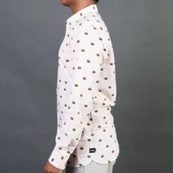 Barney Cools Men Button Up Burger Shirt (pink / Burger) -Tees Shop v07a5026 1