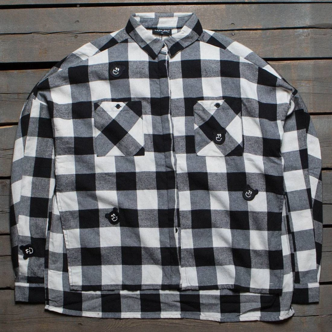 Lazy Oaf Women Bear Check Shirt (black / White) 3 Lazy Oaf Women Bear Check Shirt (black / White)