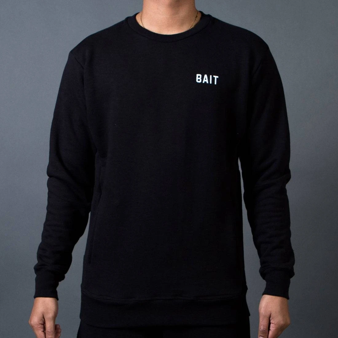 BAIT Men French Terry Crewneck Sweater - Made In LA (black) 3 BAIT Men French Terry Crewneck Sweater - Made In LA (black)