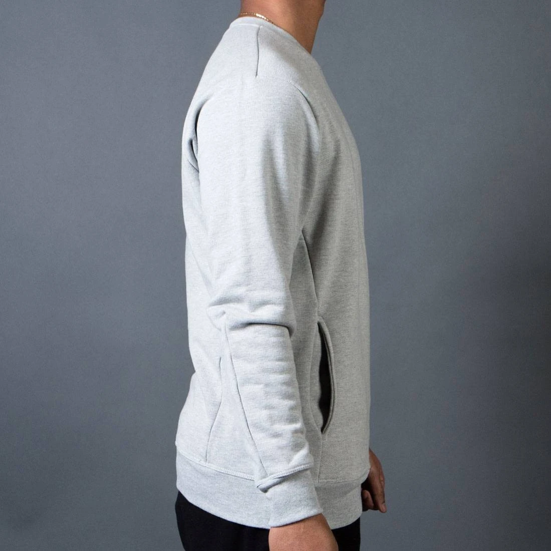 BAIT Men French Terry Crewneck Sweater - Made In LA (gray / Heather) 7 BAIT Men French Terry Crewneck Sweater - Made In LA (gray / Heather) - Image 5