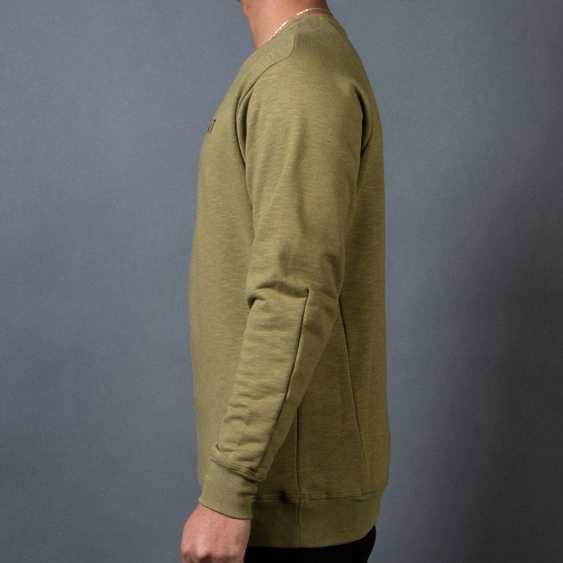 BAIT Men French Terry Crewneck Sweater - Made In LA (olive) 7 BAIT Men French Terry Crewneck Sweater - Made In LA (olive) - Image 5